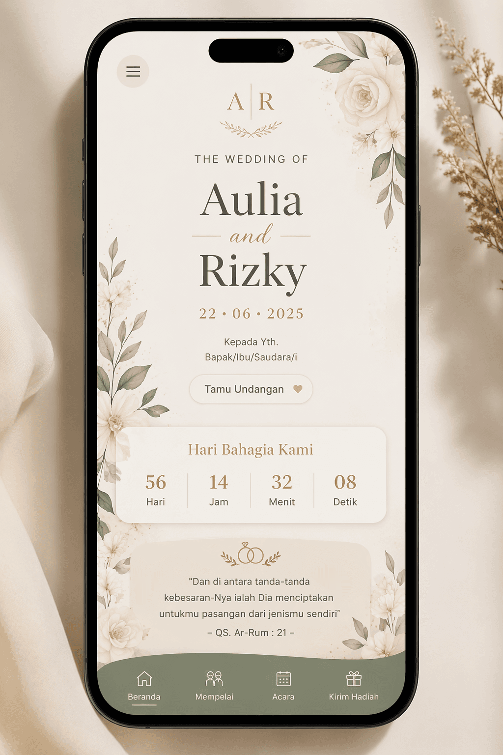 Beautiful wedding invitation preview